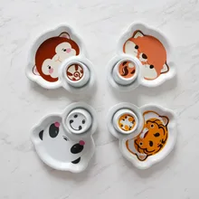 

Children Dinnerware Set Ceramic Cartoon Animals Breakfast Plate Cup Set Lovely Household Separates Plate Kitchen Tableware Set
