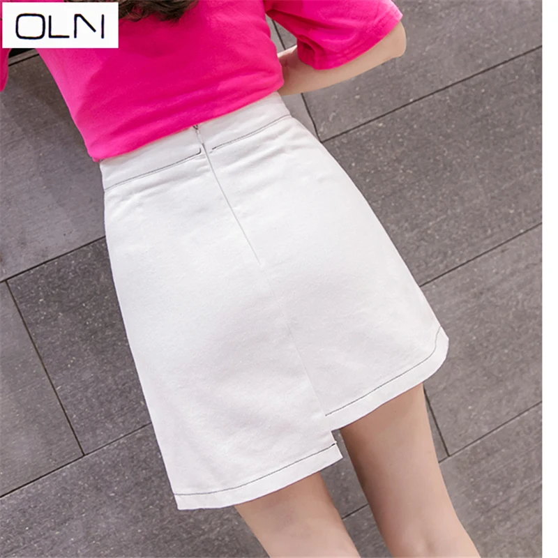 Skirt New Korean OLN high waist A-line skirt female retro button Hong Kong flavor wind bag hip skirt Skirt New Korean OLN high waist A-line skirt female retro button Hong Kong flavor wind bag hip skirt