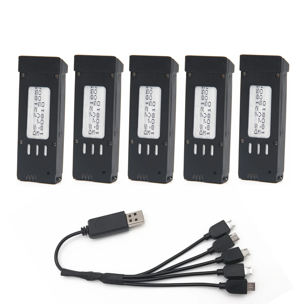 

3.7V 500mAH Lipo Battery With 5in1 Charger For EachineE58 S168 JY019 RC Drone Quadcopter Spare Parts for Folding 4-axis UAV D30