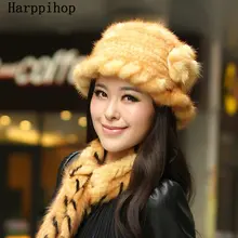 Зимняя женская Норковая меховая шапка бини для девочек из натурального меха норки шляпы для рыбалки черный коричневый