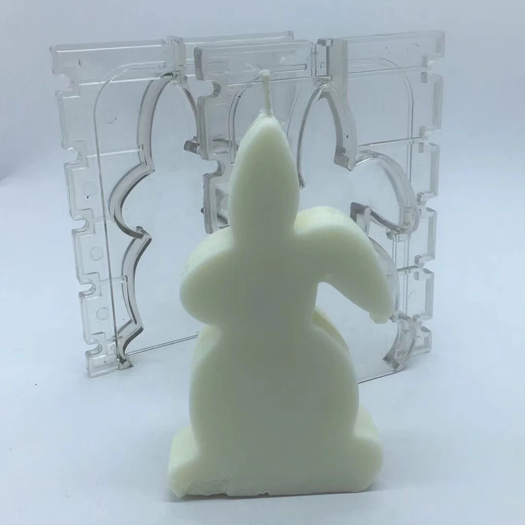 2pcs 3D Plastic Love Heart +Rabbit Mold For Candle Soap Making DIY Tools –Easter Holiday Present Supply