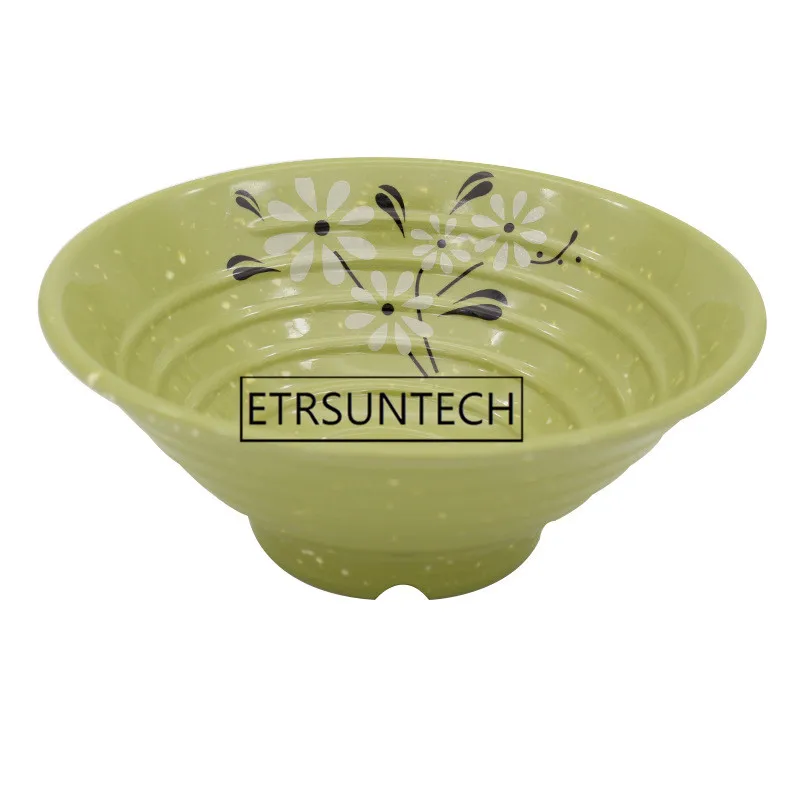 20pcs Round Big Melamine Ramen Bowl For Hotpot Restaurant Hotel Tableware Green Flower Udon Soup | Дом и сад