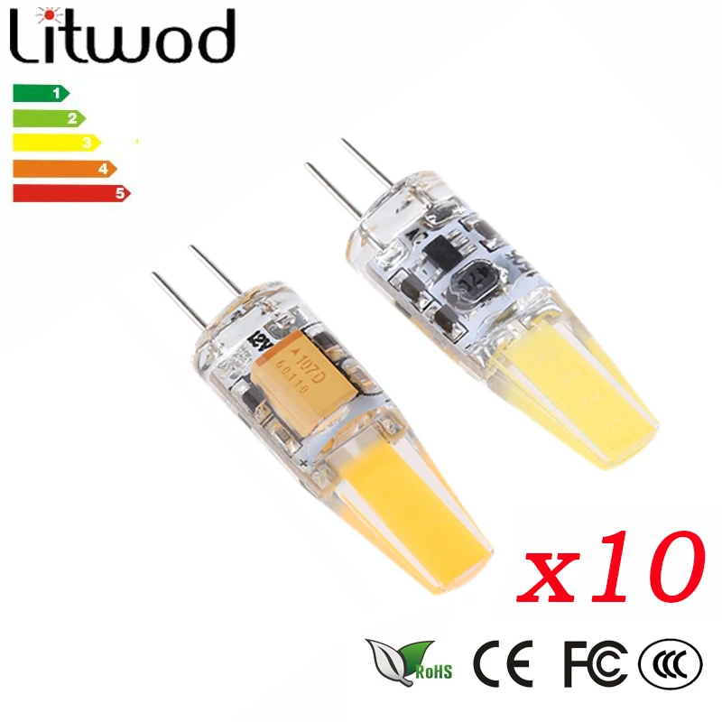 10 шт. LED G4 лампа AC12V/DC12V 220 В 2 Вт COB SMD LED Освещение Заменить галогенные прожектор люстра