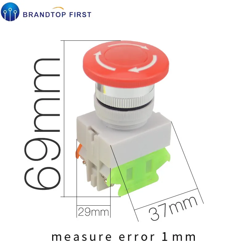 22 мм красный Mushroom1NO1NC/2NO Аварийная остановка кнопочный переключатель переменного тока 660 В 10 А переключатель оборудование лифт с фиксацией самоблокирующийся