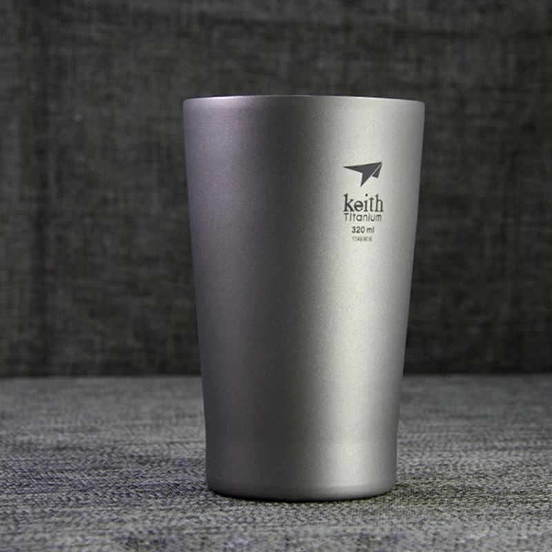 

Keith 11oz / 320ml Pure Titanium Mug Coffee Beer Cup Double Wall Water Mug Traveling Outdoor Camping Sports Mugs For Home Ti9221