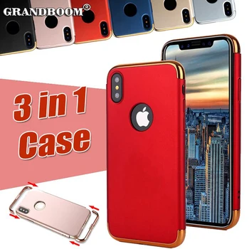 

500pcs Luxury Hard Plastic PC Back Cases For iPhone XS Max XR X 8 7 Plus 6 6S SE 5 5S Gold Plating Hybrid 3in1 Protection Cover