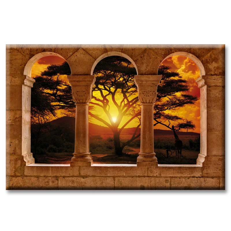 

Sunset landscape poster series Wall Art Oil Painting On Canvas Printed Painting Pictures Decor painting large living room