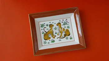 

High-end European Pattern Two Holder Ceramic Cigar Ashtray W/ Original Gift Box 10