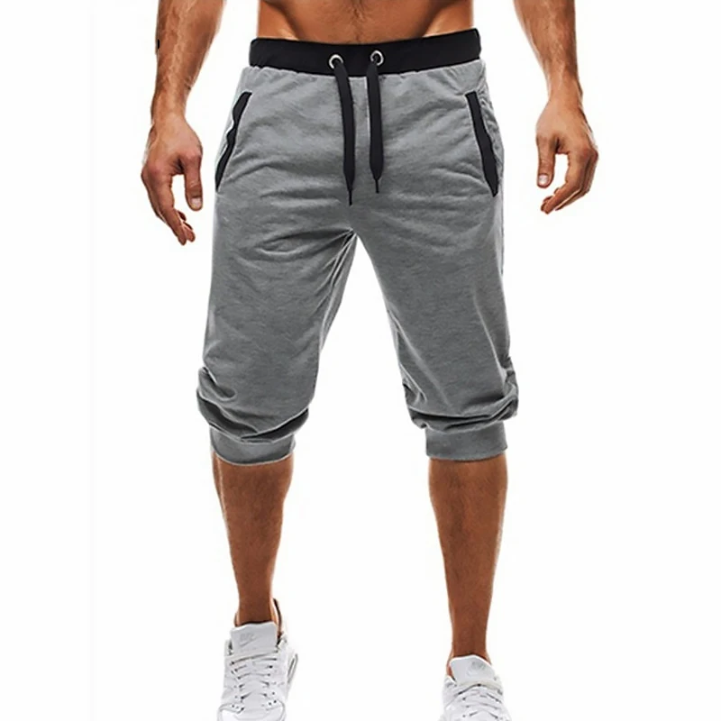 

Summer men Leisure Men Knee Length Shorts Color Patchwork Joggers Short Sweatpants Trousers Men Shorts roupa masculina black 3xl