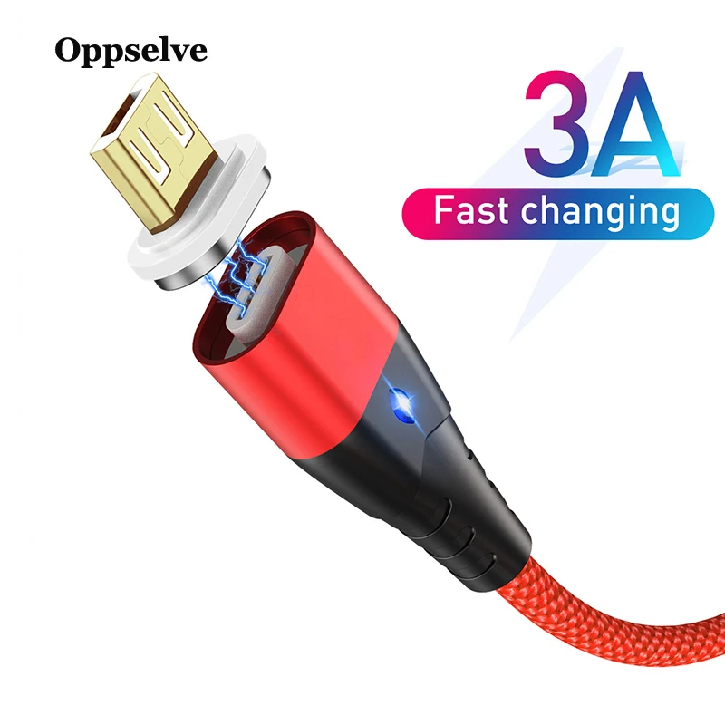 

Oppselve Magnetic Micro USB Cable For Samsung Xiaomi LG Tablet 3A Fast Data Charge Magnet Android Mobile Phone USB Charging Cord