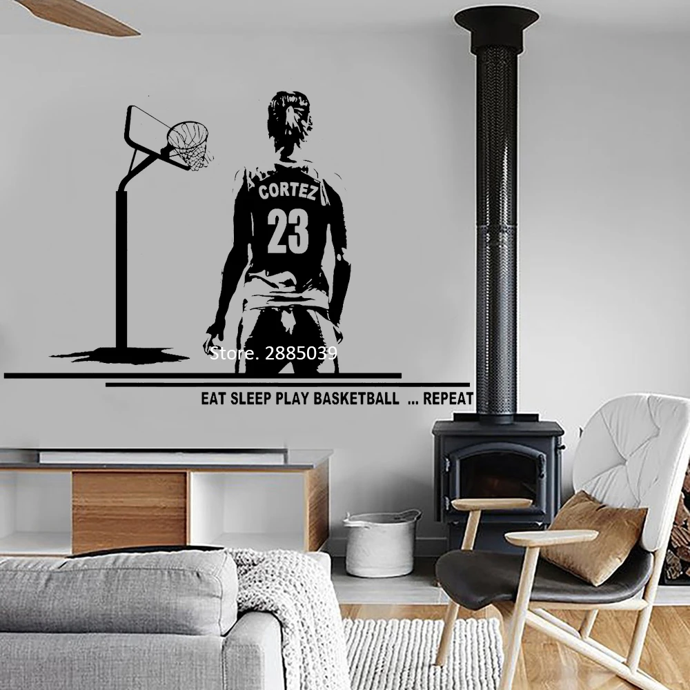 Female Player Wall Decal Basketball Art Wall Decor Mural Custom Name And Jersey Numbers Girl Bedroom Decor Vinyl Stickers Lc1066 Wall Stickers Aliexpress