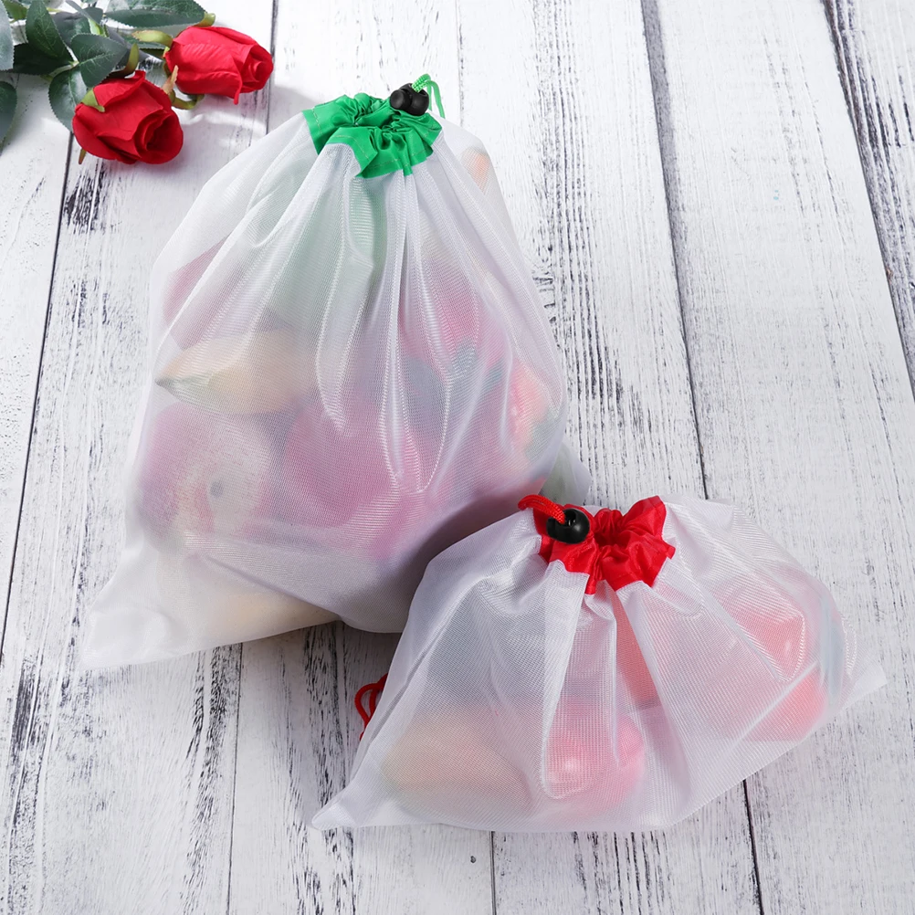 12 шт многоразовые сетчатые сумки моющиеся экологически чистые сумки для мелочей производят сумки для хранения продуктов, фруктов, овощей, игрушек