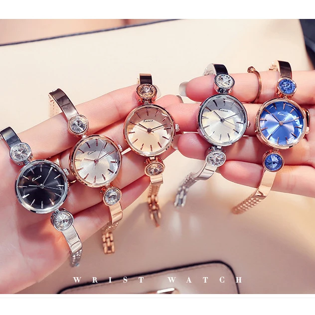 Часы Kimio женские кварцевые классические синие с браслетом драгоценным