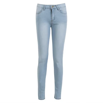 

2017 New Fashion Women Sexy Skinny High Waist Jeans Stretch Light Blue Slimming Women Long Pencil Jeans Plus Size