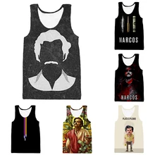 PLstar Cosmos Narcos Pablo Escobar Narcos bullet черный жилет на бретелях мафия хип хоп Мужская рубашка Harajuku уличная