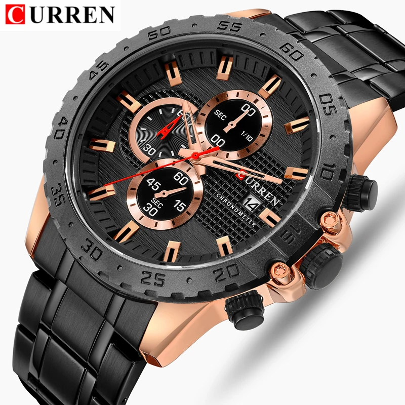 

CURREN Fashion Men Watches Male Business Chronograph Quartz Clock Stainless Steel Waterproof Watch Men Relogio Masculino