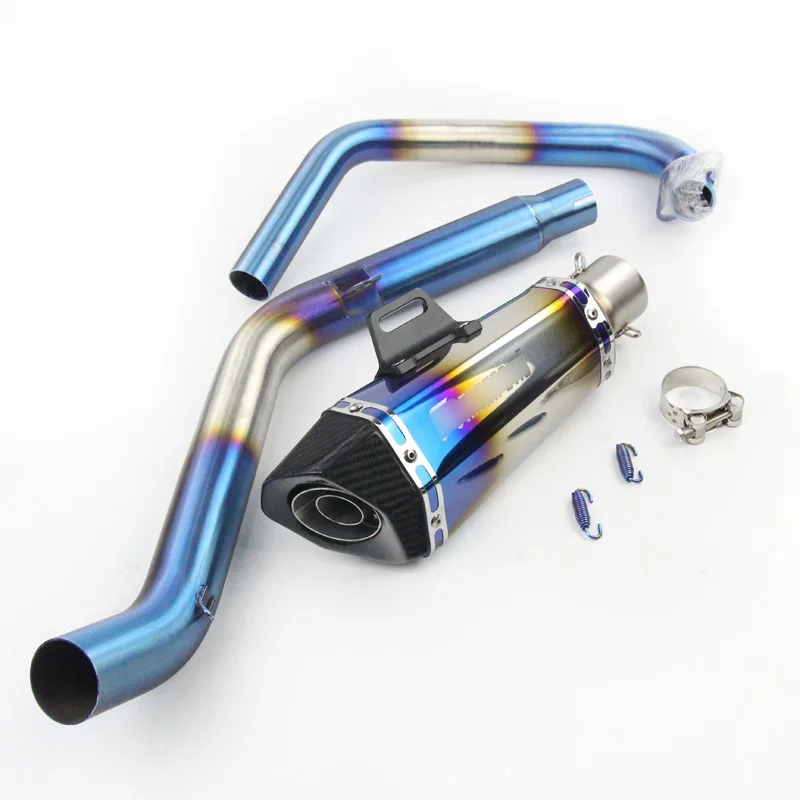 

51mm Motorcycle Exhaust Tip Pipe +Blue Front Link Pipe Set Motorcycle Escape Moto Refit Modified Slip On For Honda CB190