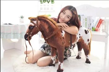 

huge simulation war horse toy new brown&whtie horse doll gift toy about 90x53cm