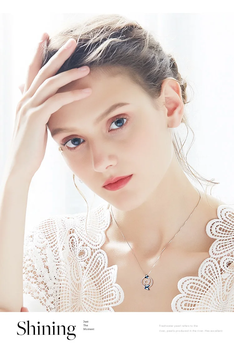 CDE 925 пробы Серебряное ожерелье украшено кристаллами от Swarovski ожерелье с подвеской в виде бабочки женское украшение для воротника