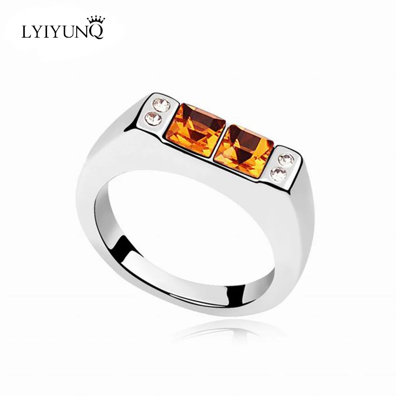

Geometric Square Crystal Silver Plated Girls Wedding Rings For Women Fashion Trendy Alloy Fine Jewelry