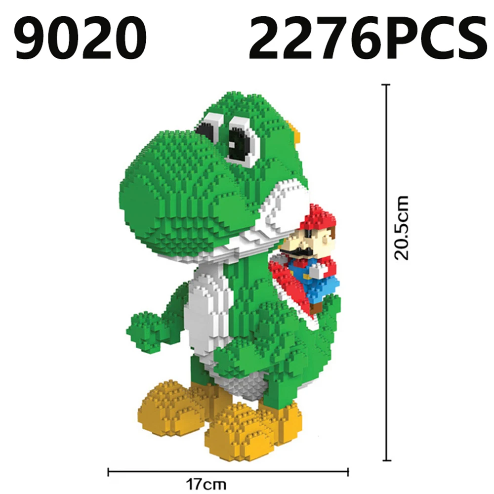

Super Mario Yoshi Green Dragon Monster 3D Model 2276pcs DIY Mini Diamond Building Blocks Bricks Assembly Toy
