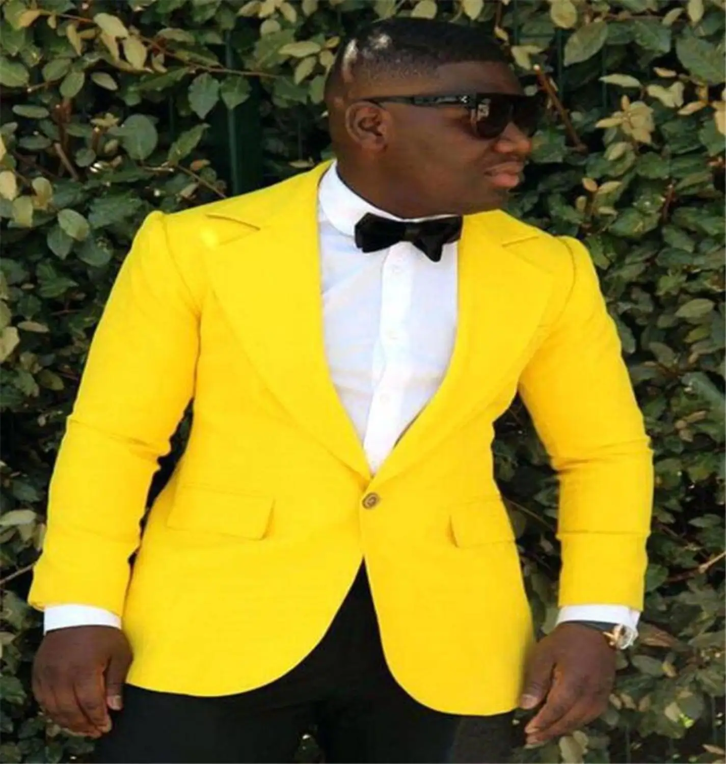 

2pcs New Design Men Suit Dress Yellow Men Suit Slim Fit Mens Formal Wedding Business Casual Suits Jacket With Pants Set Costumes