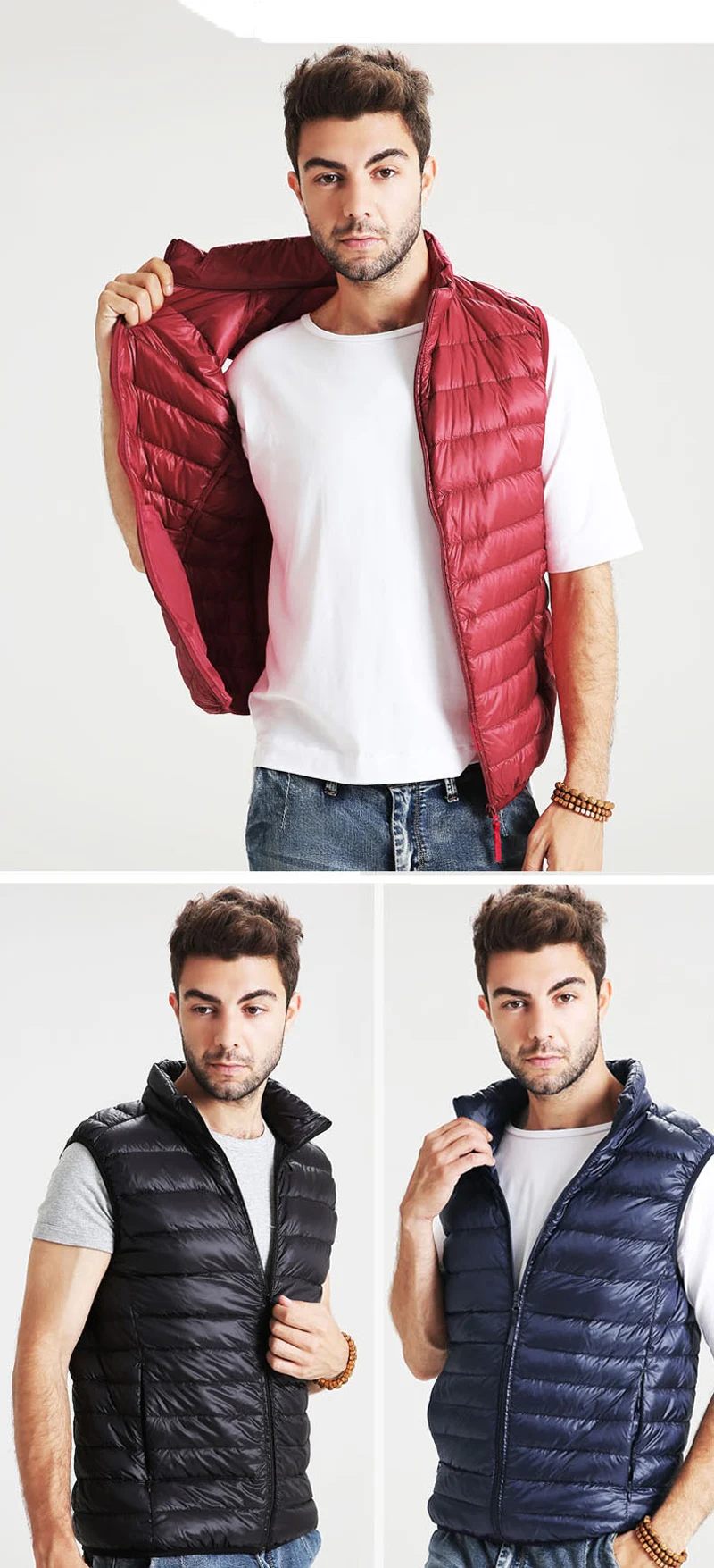 92019 New Autumn Winter Men Light Down Jacket 90% White Duck Down Ultra-light Slim Sleeveless Vest Big Yards Coat Casual Style