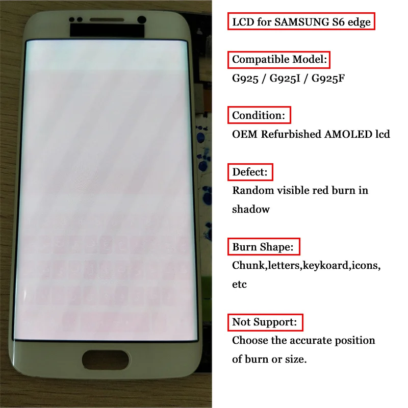 Super Amoled для samsung Galaxy S6 Edge G925 G925F G925A ЖК-дисплей с красным гореть+ сенсорный экран дигитайзер Запасные части
