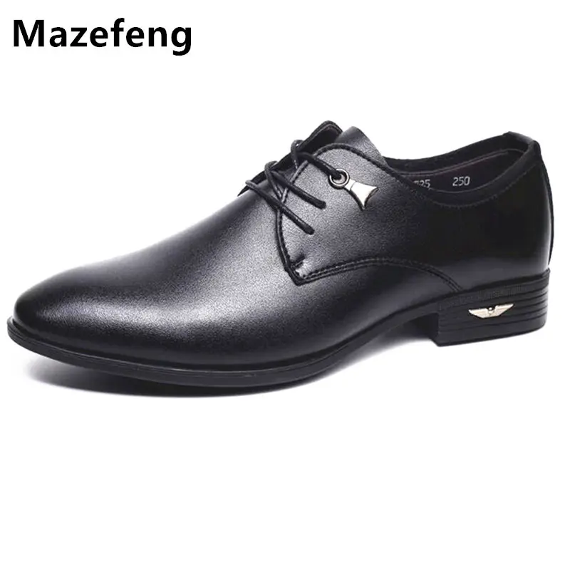 Mazefeng Весенние туфли мужской Обувь кожаная для девочек Бизнес Мужские модельные туфли однотонные Модные Остроносые кожаные туфли 9325