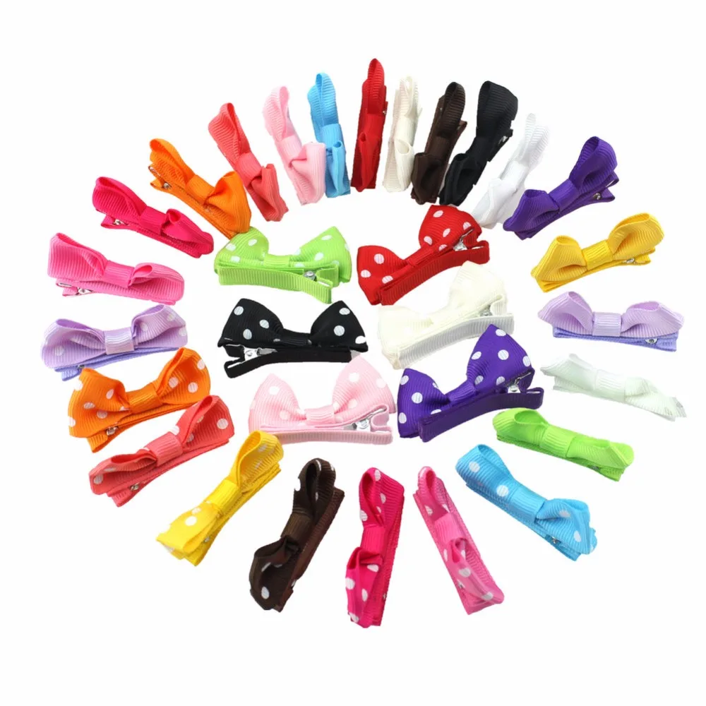30pcs/lot Cute Girls Small Hair ribbon Bows Alligator Clips for