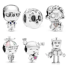 Fit Pandora Браслеты с подвесками браслеты для женщин для изготовления украшений вручную подарок для маленьких мальчиков и девочек кулон из эмалевого сплава Семейные бусины