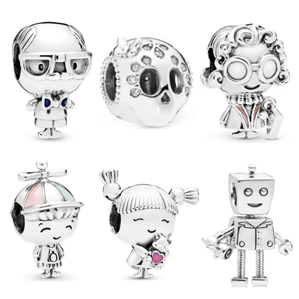 

Fit Pandora Charm Bracelets Bangles Women Jewelry Making Handmade Gift Baby Boy Girl Enamel Alloy Pendant Family Beads