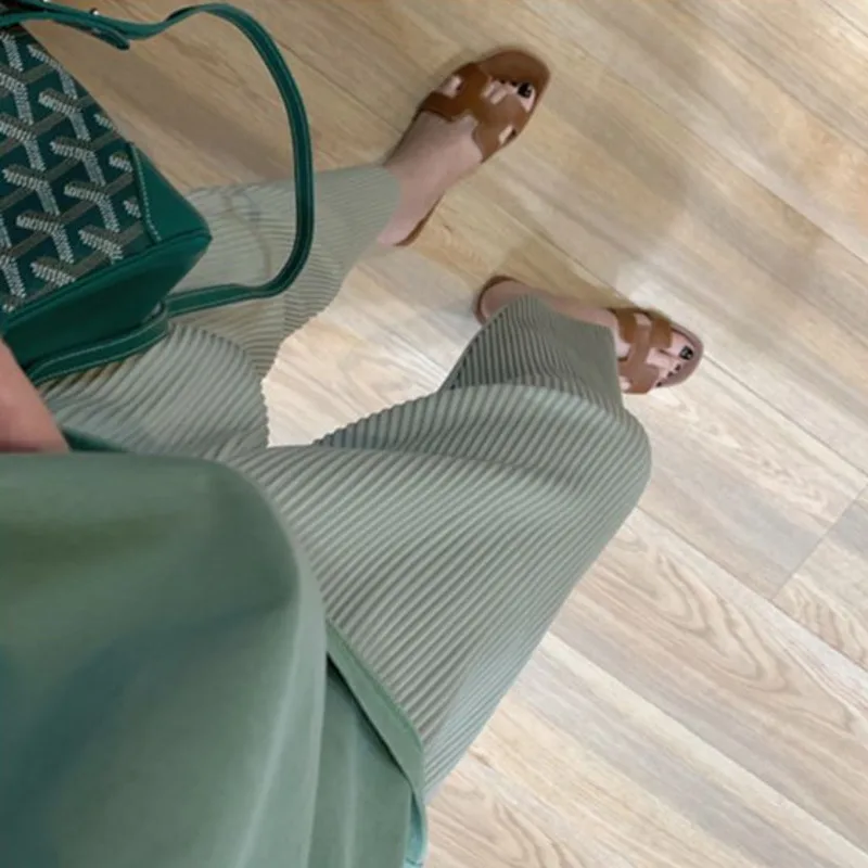 LANMREM новые модные повседневные свободные Женские однотонные брюки-карандаш со складками TC179 - Цвет: Green