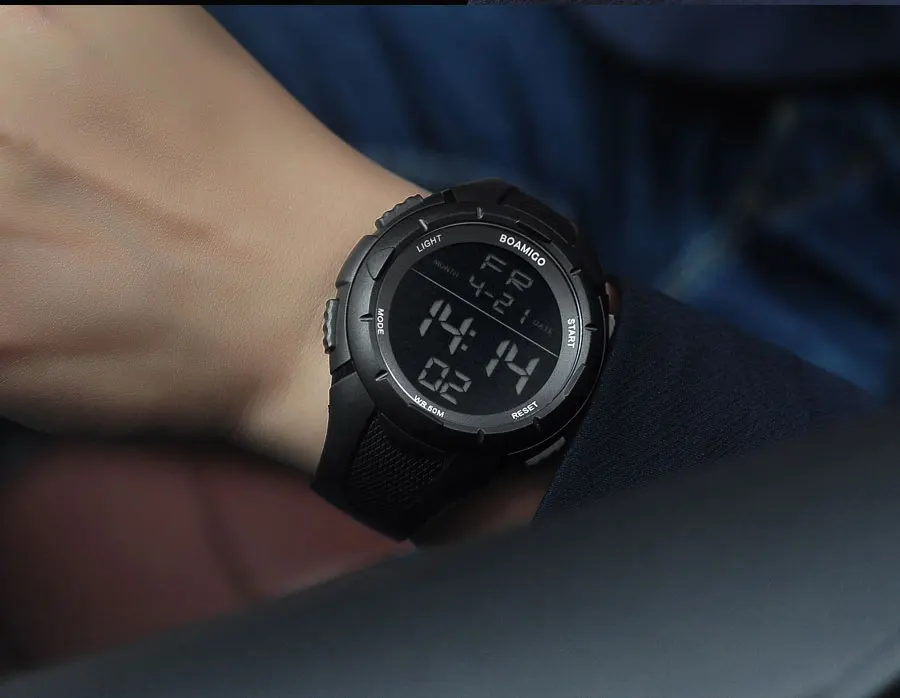 BOAMIGO Brand Men's Sports Watches Balck Military Waterproof Shockproof Digital LED Watch Casual Rubber Wristwatches Gift Clock (10)