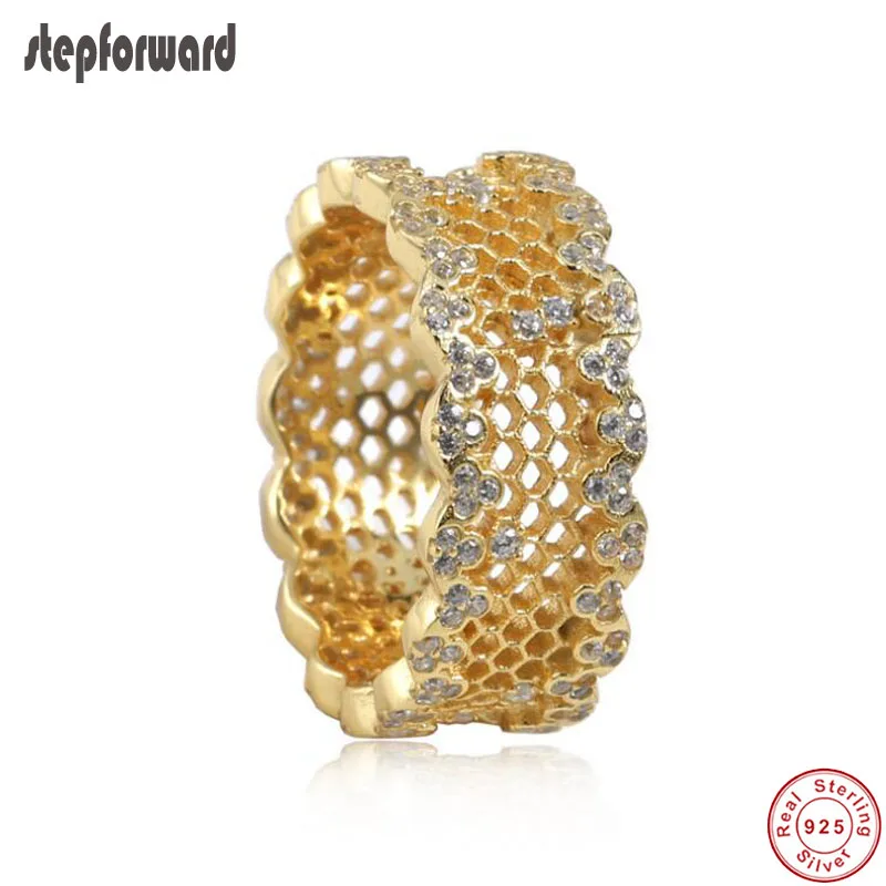 Hot Sale New Collection Good Quality Luxuxious Shine 925 Real Silver Honeycomb Lace Ring