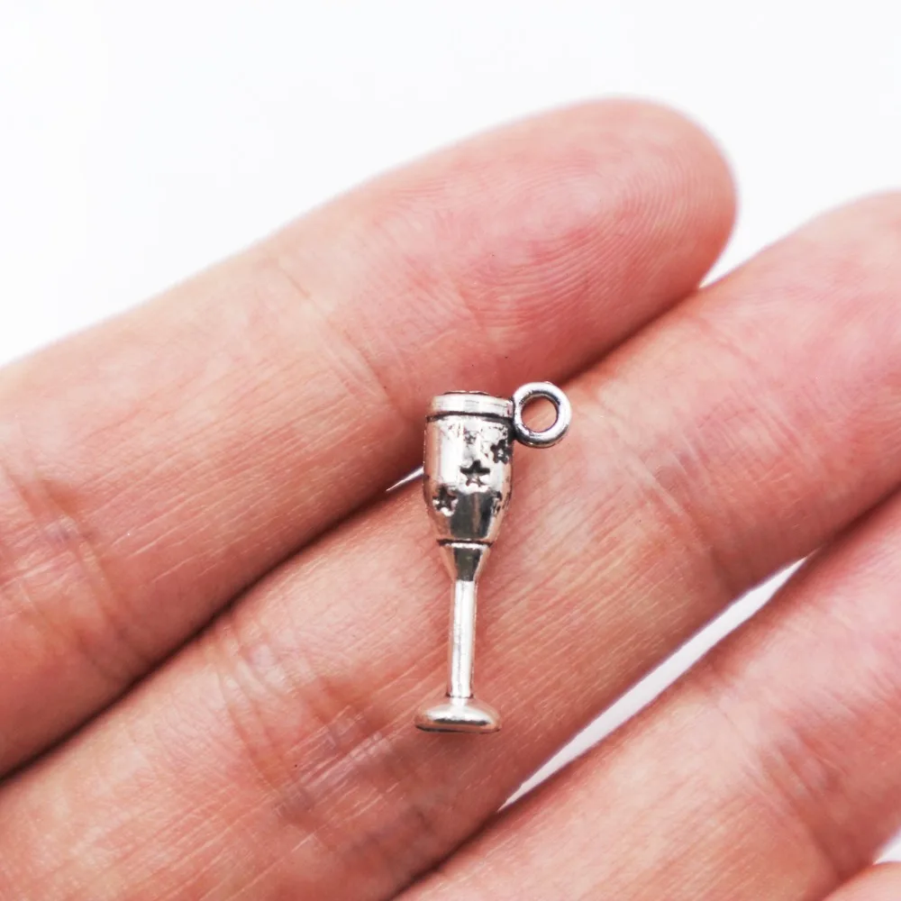 

30pcs Tibetan Silver Plated Wine glass Charms for Jewelry Making Accessories DIY 20*8*1.5mm