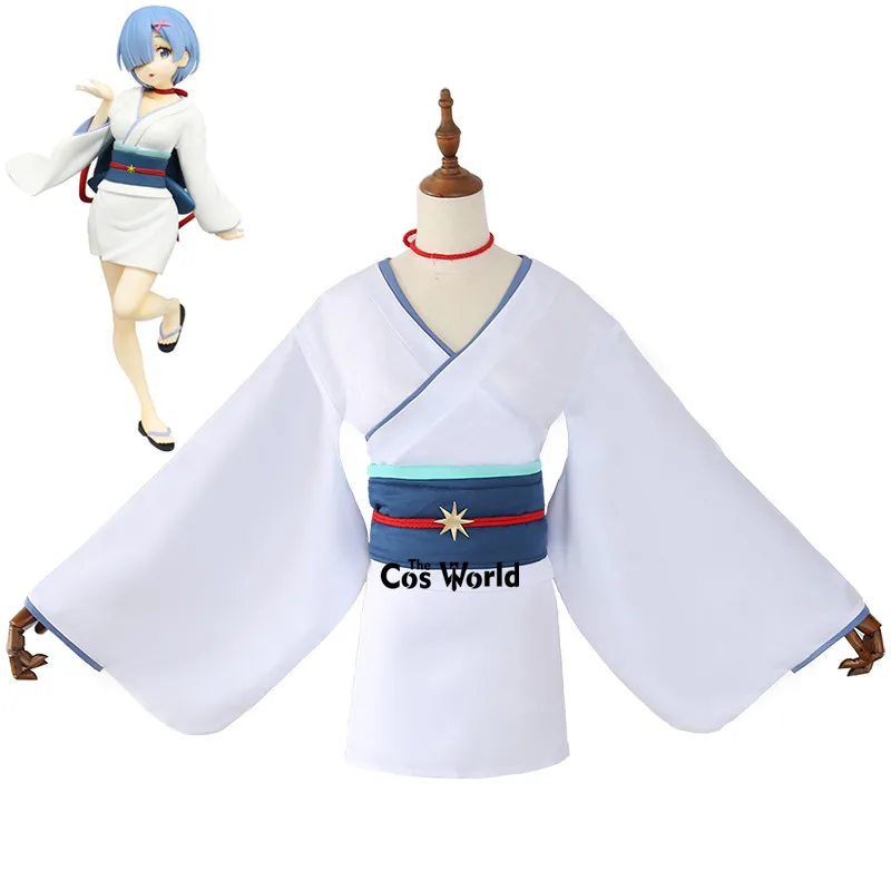 Re Zero Kara Hajimeru Isekai Seikatsu Remu белое кимоно Yukata наряд аниме костюмы для косплея |