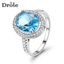 6 цветов большой синий овальный Циркон каменное серебряное кольцо для женщин Свадебные обручальные ювелирные изделия подарок на день Святого Валентина