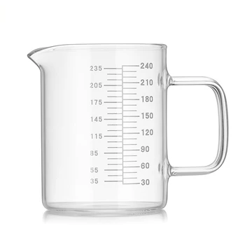 

4pcs With Scale Transparent Glass Cups Heat-resisting 240ml Coffee Milk Mug Tea cup thermos water bottle