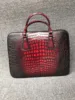 100% genuine real crocodile leather belly skin men business bag briefcase zipper with code locker closure 2 colors black+red ► Photo 2/6