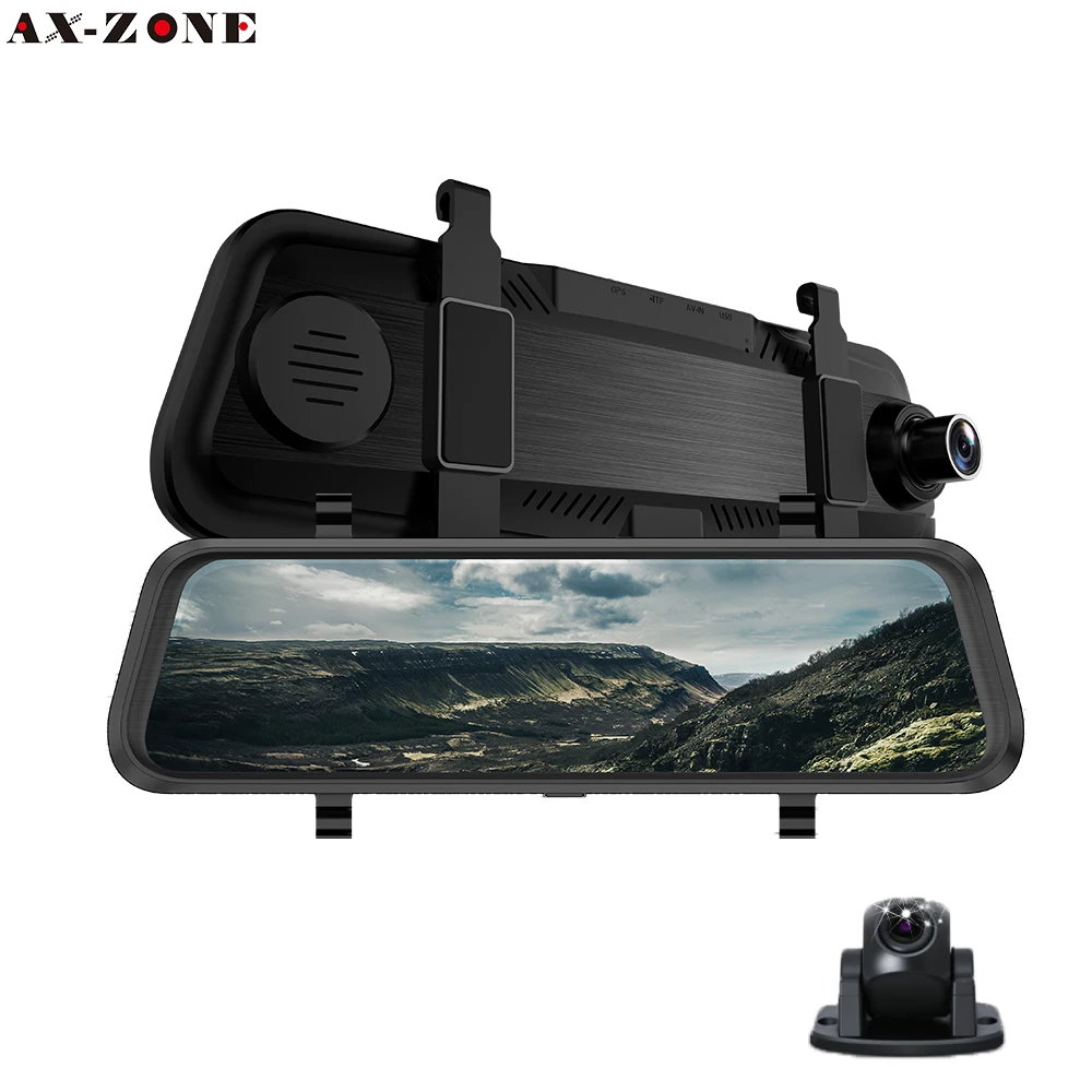 

AXZONE V2 Stream Rear View Mirror 10" Rear view camea Dash Cam Registrar Video Recorder Dual Car cam 1080P Super Night Vision