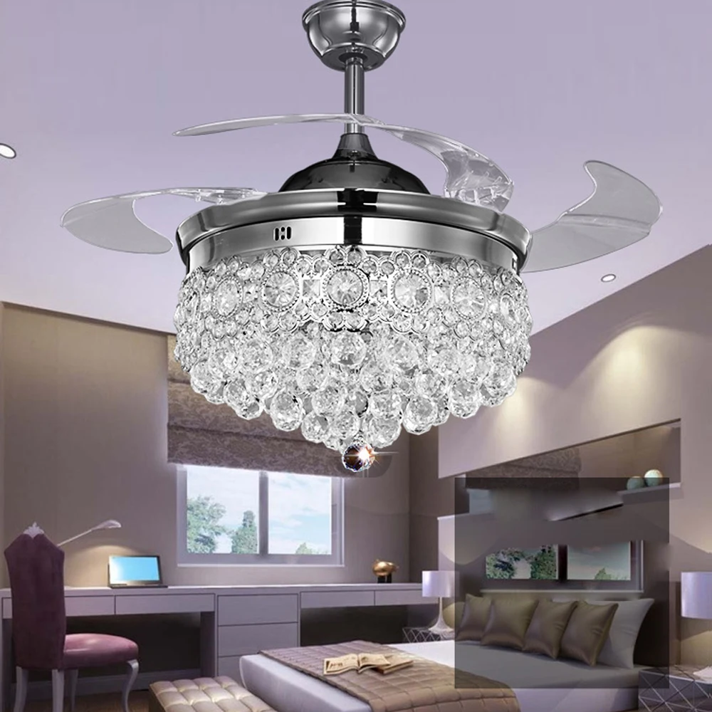 

LED Modern Steel Crystal ABS Chrome Gold Ceiling Fan.LED Lamp.LED Light.Ceiling Lights.LED Ceiling Light.For Foyer Bedroom