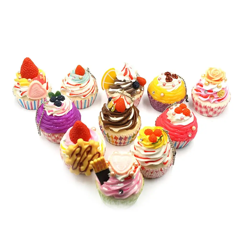 

Miniature Fake Cake Food Fruit Bread Bread Keychain Charm Strap Random Cute DIY Cupcake Soft Squishy Decoration
