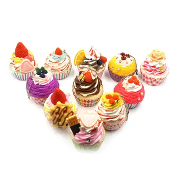 

Miniature Fake Cake Food Fruit Bread Bread Keychain Charm Strap Random Cute DIY Cupcake Soft Squishy Decoration