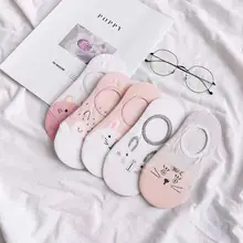 5 пар женских коротких носков красивый милый кот кролик мультфильм сладкие Хлопковые женские носки повседневные женские короткие носки забавные носки женские