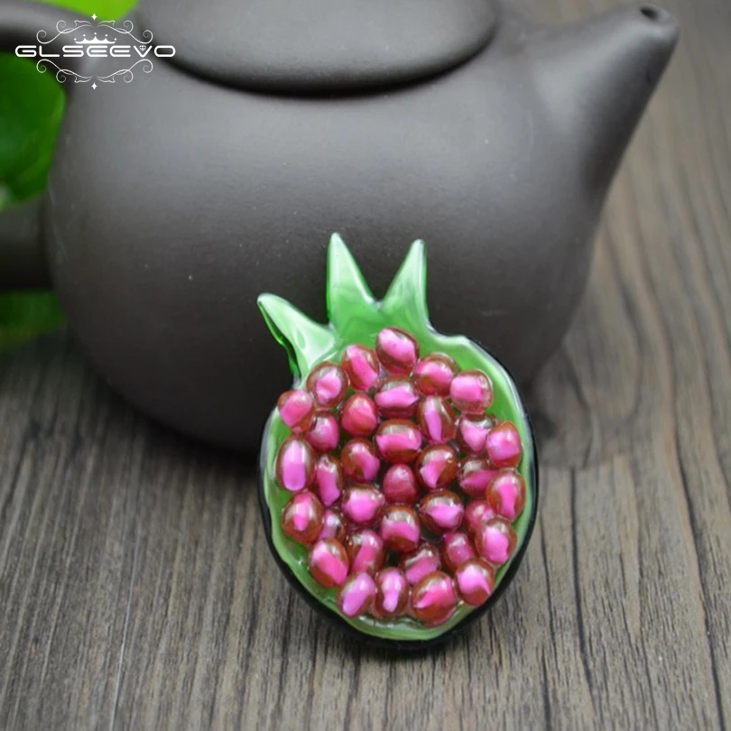 

GLSEEVO Purple Glaze Pomegranate Brooch Femme Bijoux Brooches For Women Birthday Gift Dual Use Jewelry GO0102