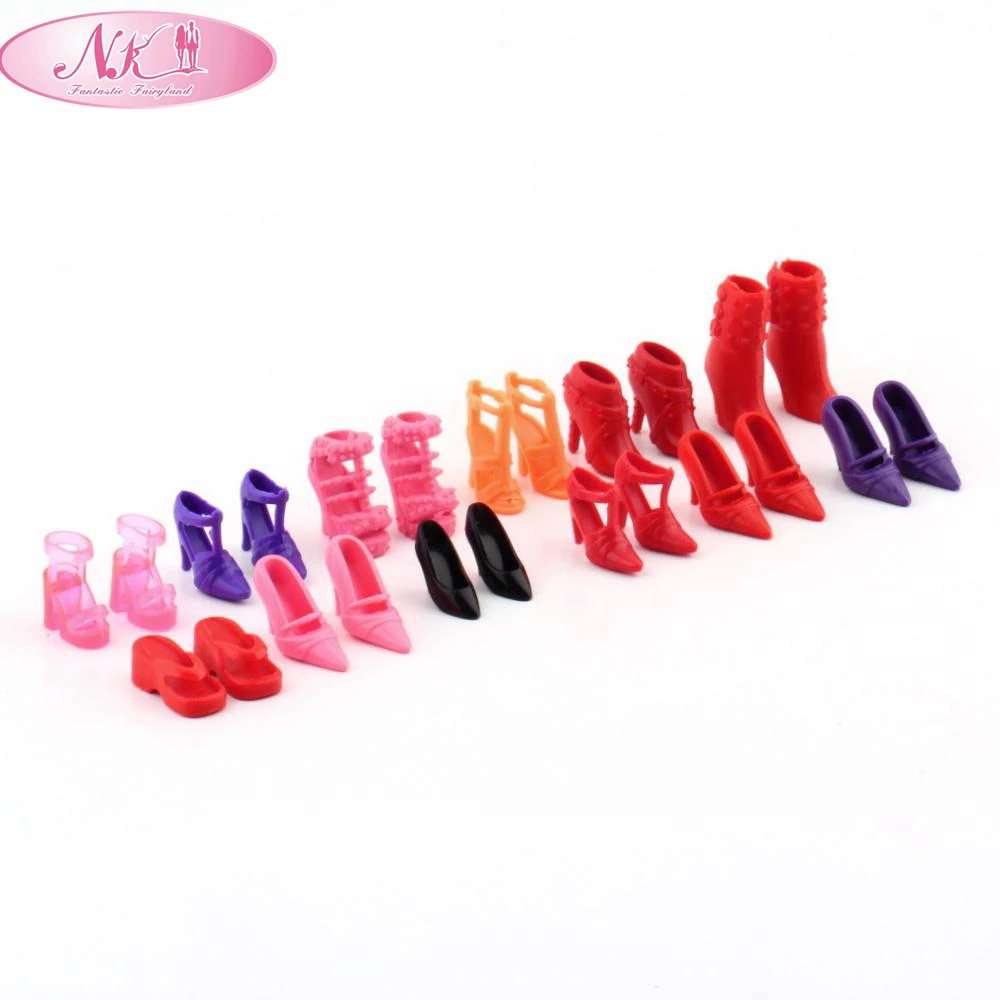 

NK One Set=12 pairs Doll Shoes Fashion Cute Colorful Assorted shoes for Barbie Doll Different styles High Quality Baby Toy