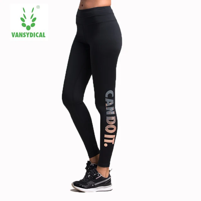 2017 Sale Sports Tights Women Bronzing Letters Stretch Quick-drying Yoga Trousers Running Compression Pants Fitness Gym Female