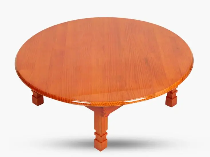 Solid Pine Wood Folding Round Table 80cm Natural/Cherry Finish Living Room Furniture Modern Large Low Round Coffee Table Design