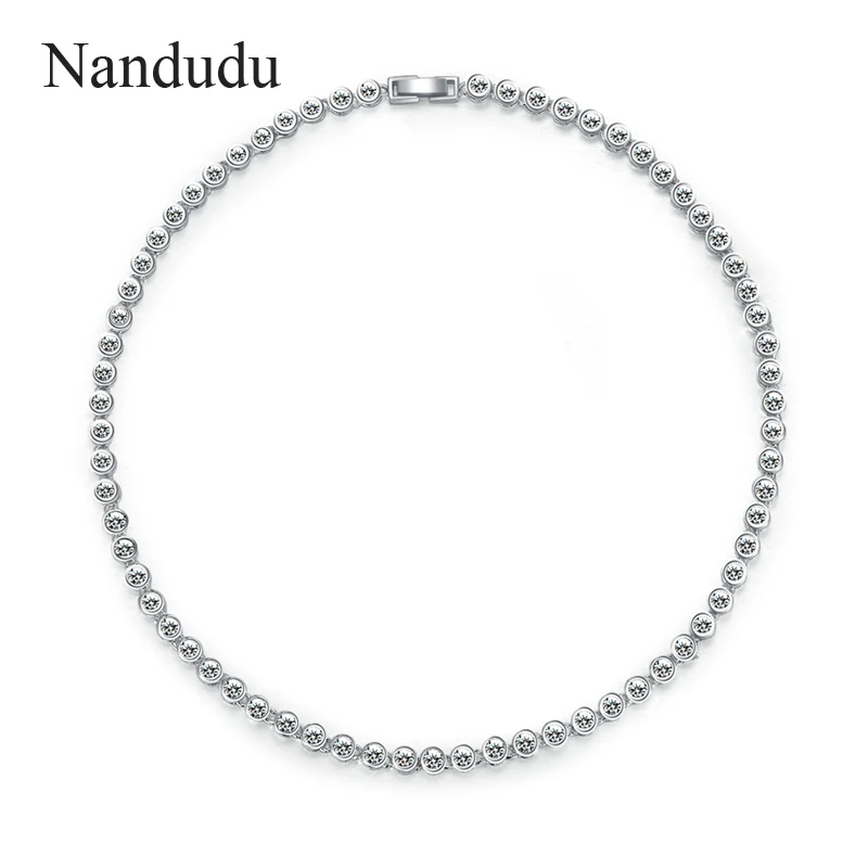 

Nandudu White Gold Color Women Wedding Necklace New Fashion Bridal Female Necklaces Jewelry Gift CN214